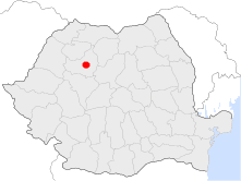 Map of Romania showing Cluj-Napoca