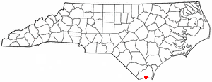 Location of Varnamtown, North Carolina