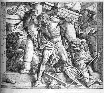 An Etching of Samson, from an 1882 German Bible