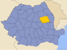 Administrative map of  with Bacău county highlighted