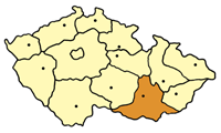 Map of Czech Republic highlighting the South Moravian region