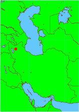 Map of Iran and surrounding lands, showing location of Tabriz