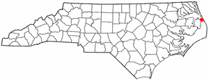 Location of Manteo, North Carolina