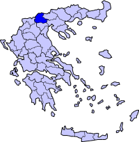 Map showing the Pella prefecture within Greece