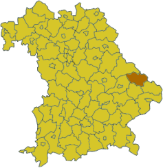 Map of Bavaria highlighting the district Regen
