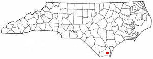 Location of Boiling Spring Lakes, North Carolina