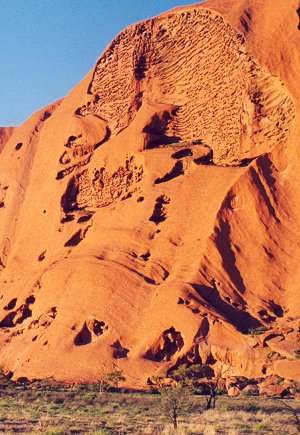 Detail of Uluru showing Skull Cave