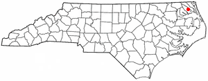 Location of Elizabeth City, North Carolina