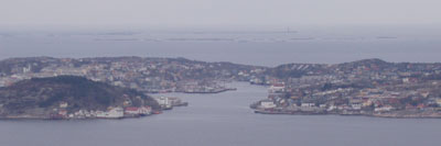 Kristiansund. Clockwise from lower left: Innlandet, Kirk(e)landet, Gomalandet, and Nordlandet.