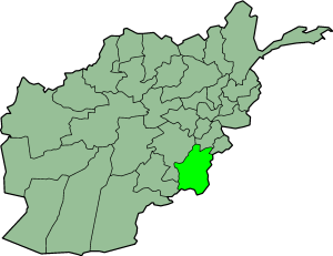 Map showing Paktika province in Afghanistan