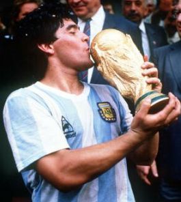 Maradona and the World Cup trophy