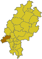 Map of Hesse highlighting the district Rheingau-Taunus
