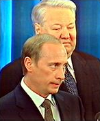 Boris Yeltsin with his hand-picked successor, Vladimir Putin