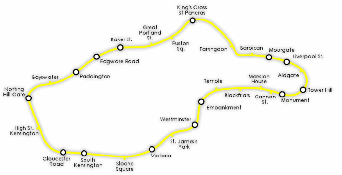 Geographically accurate map of the Circle Line (Large)