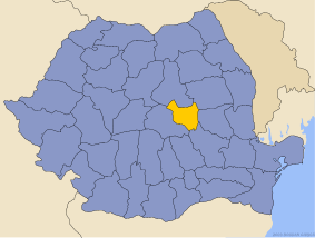 Administrative map of  with Covasna county highlighted