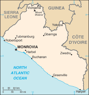 Map of Liberia.