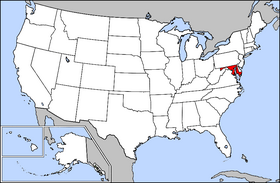 Map of the U.S. with Maryland highlighted