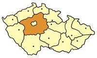 Map of Czech Republic highlighting Central Bohemian Region