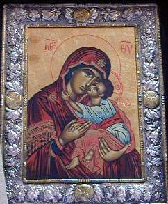 An example of a Russian Orthodox Icon of Mary and Jesus