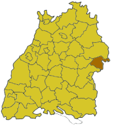 Map of Baden-Wrttemberg highlighting the district Heidenheim