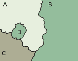 D is B's exclave, but is not an .