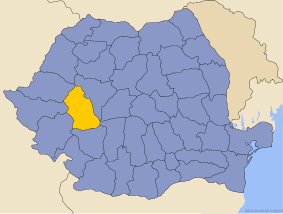 Administrative map of  with Hunedoara county highlighted