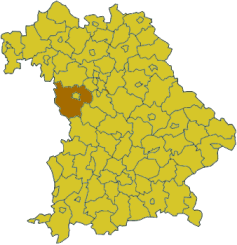 Map of Bavaria highlighting the district Ansbach