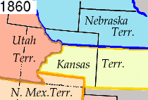 The Kansas, Nebraska, Utah, and New Mexico territories in 1860