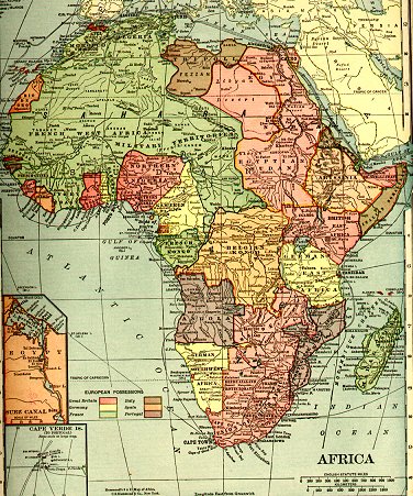 Map of Africa just before World War I (larger image (456 kB))