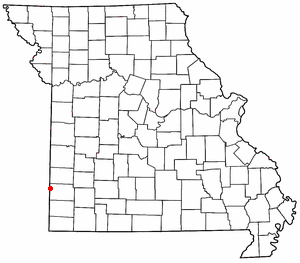 Location of Asbury, Missouri