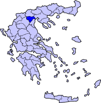 Map showing the Imathia prefecture within Greece