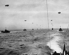Large landing craft convoy crosses the English Channel on , .