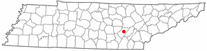 Location of Pikeville, Tennessee