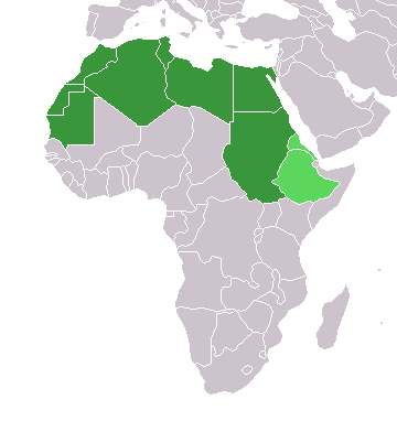 Map of Africa with the northern countries highlighted