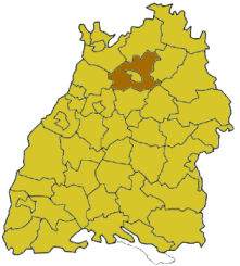 Map of Baden-Wrttemberg highlighting the district Heilbronn