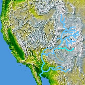 The San Juan River, a tributary of the Colorado, is shown highlighted on a map of the western United States