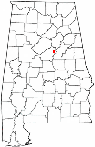 Location of Harpersville, Alabama