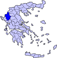 Map showing Ioannina within Greece