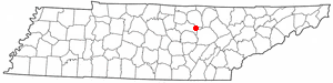 Location of Monterey, Tennessee