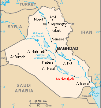 Location of Nasiriyah, Iraq