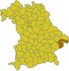 Map of Bavaria highlighting the district Passau