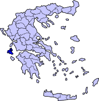 Map of Greece highlighting the prefecture