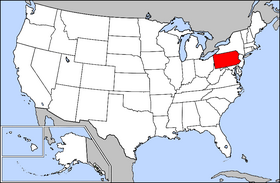 Map of the U.S. with Pennsylvania highlighted