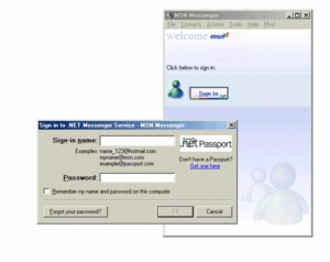 MSN Messenger in Windows 9x and 2000 Operating Systems. The login screen is slightly different in Windows XP versions.