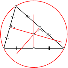 The  is the centre of a circle passing through the three vertices of the triangle.
