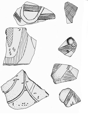Sherds of the late Linearbandkeramik, - area