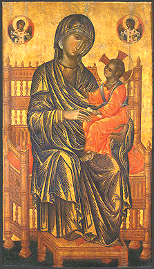 One of the most admired Byzantine paintings, the late 13th century Virgin and Child known as the Kahn Madonna (National Gallery of Art, Washington). The work is said to reflect the Italian influence being felt in the Byzantine world at this time.
