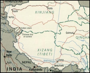Map of the Tibet Autonomous Region