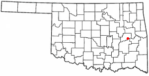 Location of Eufaula shown in Oklahoma