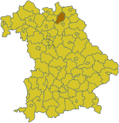 Map of Bavaria highlighting the district Kulmbach